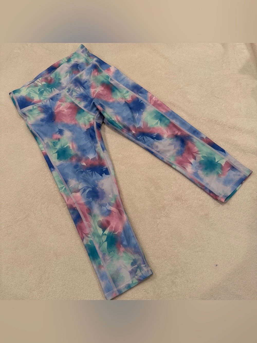 tek gear Women's colorful Floral Capri Leggings - Blue, Pink, Teal